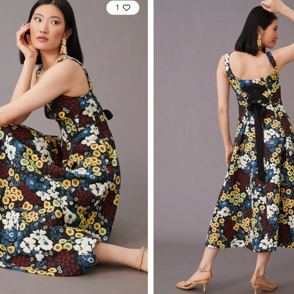 Maeve by Anthropologie Marigold Midi Party Wedding Multicolor Dress Size 0 - Picture 1 of 14